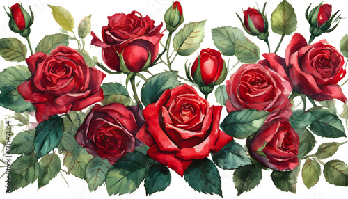 Red rose on white background. Watercolor © CHAIYAPHON