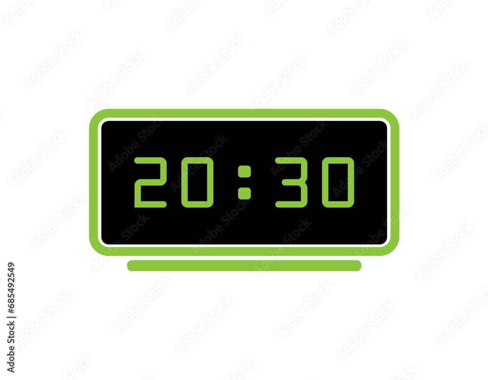 digital clock on white background digital clock on white background