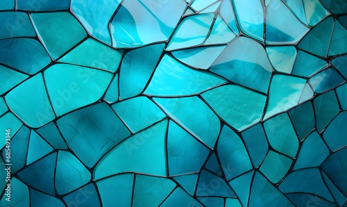 Beautiful turquoise glass tile pattern, Generative AI