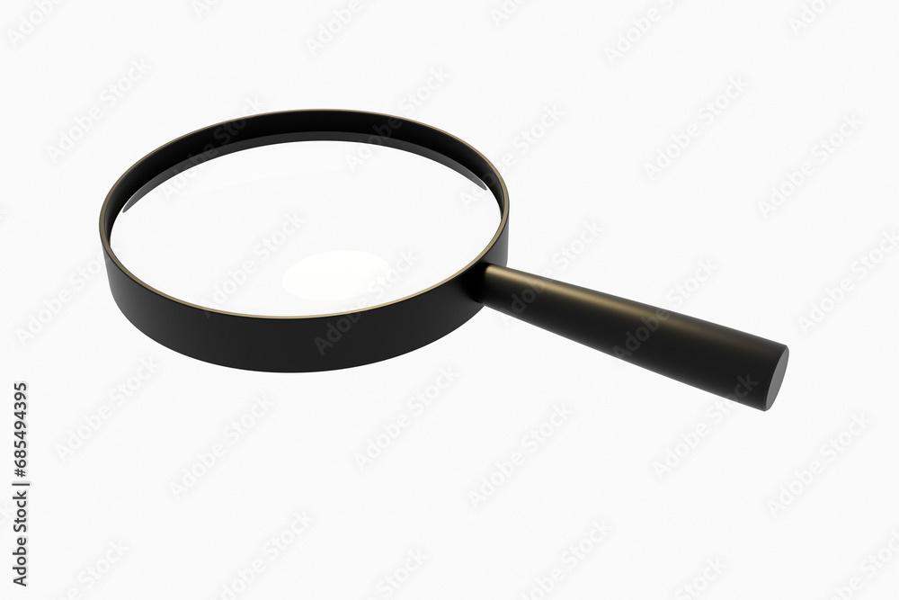 A magnifying glass lies on the table surface close-up. A magnifying glass lies on the table surface close-up.