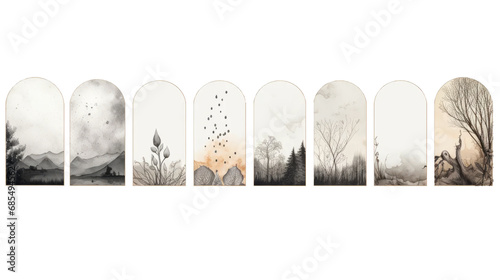 寂しい雰囲気のアーチ型カードデザイン8種類