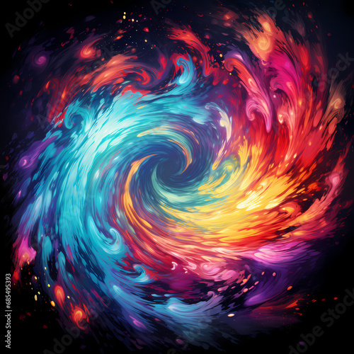 a pattern that mimics the vibrant colors and swirling movements of an aurora borealis forming a celestial whirlpool