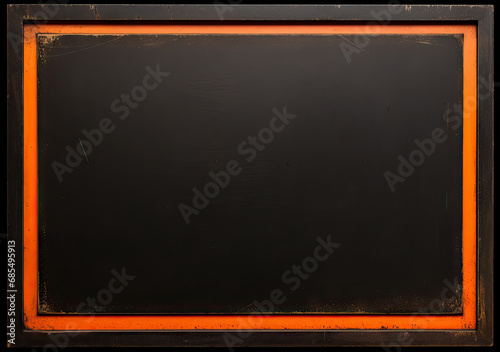 orange border frame on black background blank template mockup chalkboard blackboard