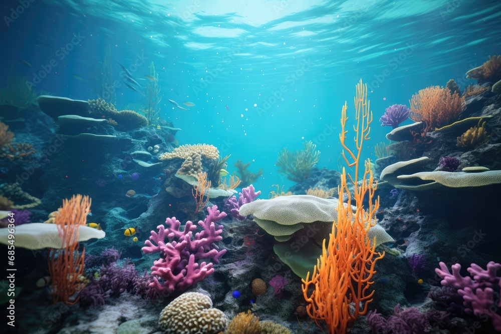 Underwater Landscape Vibrant Coral Reef Teeming with Marine Life and ...
