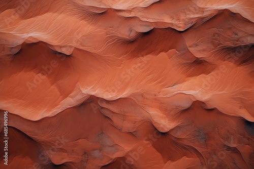 Red Clay Terrain from Aerial Perspective, Alien Landscape on Earth