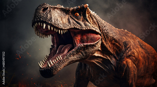 Close up of Dinosaur Tyrannosaurus Rex roaring