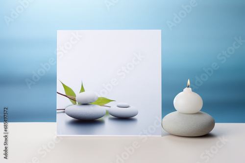 Zen or spa greeting or invitation card with captivating composition  tranquility and peaceful