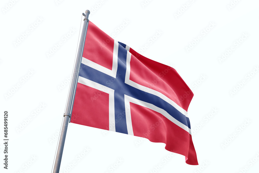Norway flag waving isolated on white background