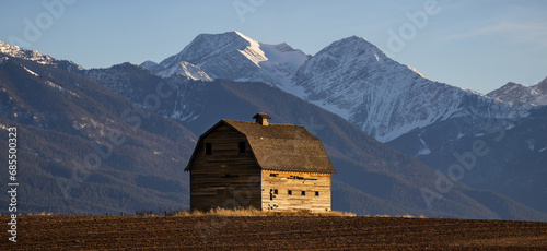 Barn With Mountains