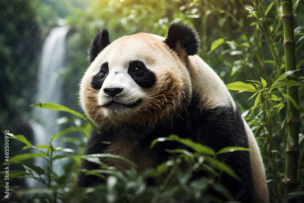 Obraz premium Smiling panda in the jungle