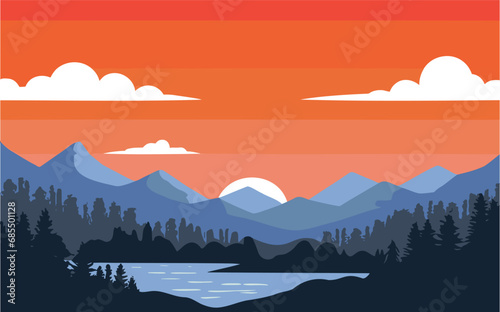 landscape with a castle and mountains