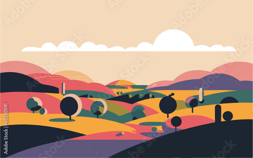 landscape with a castle and mountains