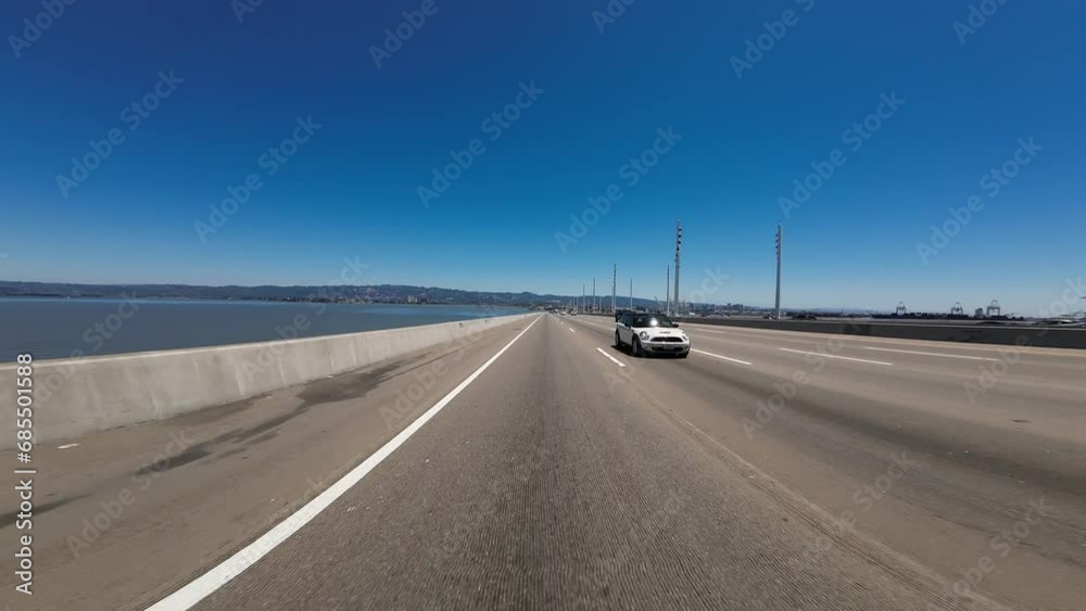 San Francisco Bay Bridge Westbound Oakland to Treasure Island 03 Rear View 80 West Driving Plate California USA Ultra Wide San Francisco Bay Bridge Westbound Oakland to Treasure Island 03 Rear View 80 West Driving Plate California USA Ultra Wide