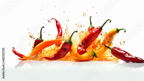 chilli pepper in flames on white background Ai Generative photo