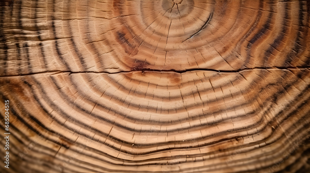 Naklejka premium Macro photo of wood cross section Wood grain texture background. Generative AI.