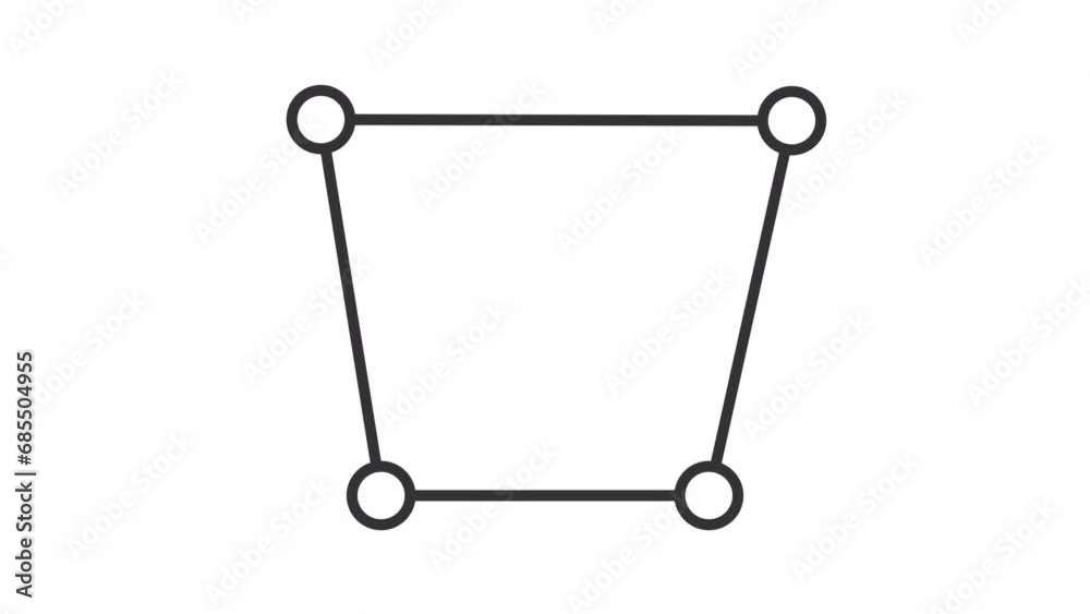 Transformation line animation. Geometric shapes animated icon. Square shifting into irregular polygon. Black illustration on white background. HD video with alpha channel. Motion graphic