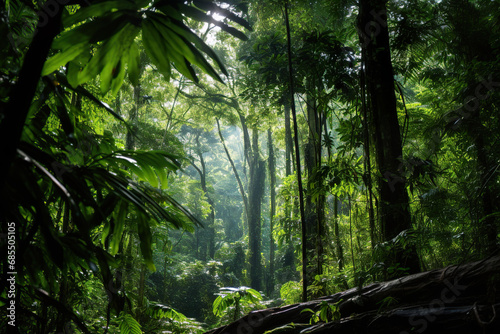 Path in the Lush Green Forest. Generative Ai