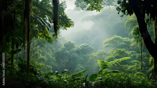 Path in the Lush Green Forest. Generative Ai