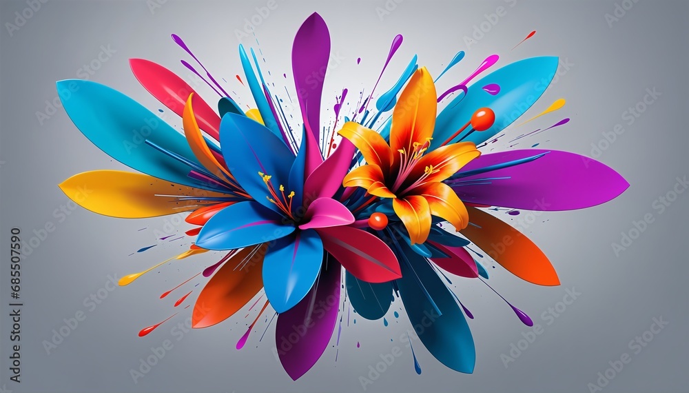 Obraz premium A vibrant bouquet of abstract shapes. each one representing a different characteristic of movement and energy. bold and lively colors interact harmoniously with the clean, monochromatic background.