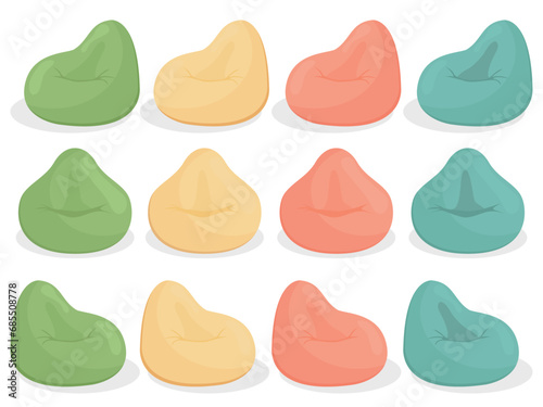 Vector cartoon image of a bean bag chair. In a modern pastel color. The concept of comfort and furniture at home. Elements for your design