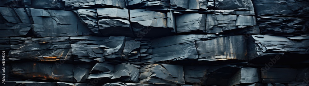 Shale rock background. Its layered brushstrokes, shaped by sedimentary forces, depict the evolving landscapes through ages. - obrazy, fototapety, plakaty 