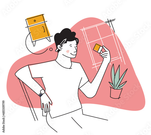  interior design person, designer vector
