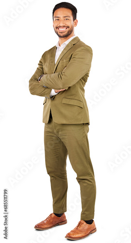 фотографія Businessman, portrait and professional in fashion or confidence isolated on a transparent PNG background