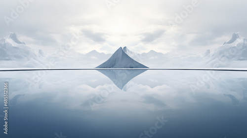 Winter mountains lake minimalist landscape,created with Generative AI tecnology.