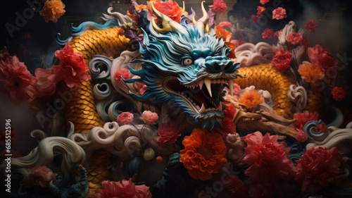 Traditional Chinese New Year Dragon Illustration © nimnull