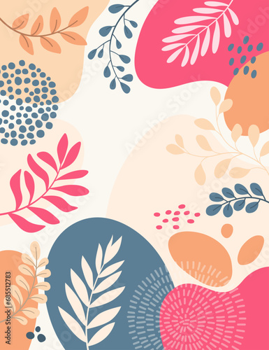 Design banner frame flower Spring background with beautiful. flower background for design. Colorful background with tropical plants. 