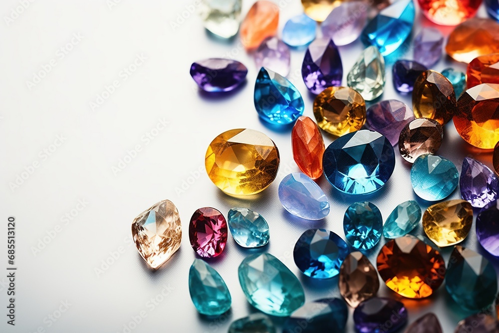 Jewel on black shine color, Collection of many different natural gemstones Luxurious Gemstones: Sparkling Jewels on Sleek Black Surface Jewel on black shine color, Collection of many different natural gemstones Luxurious Gemstones: Sparkling Jewels on Sleek Black Surface