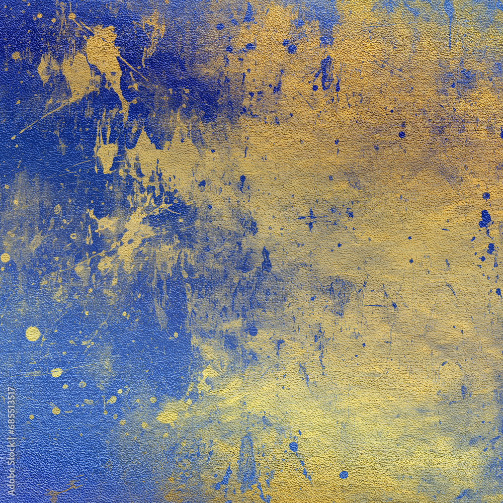 Colorful gold and blue leather background. Artistic scrapbook paper universal