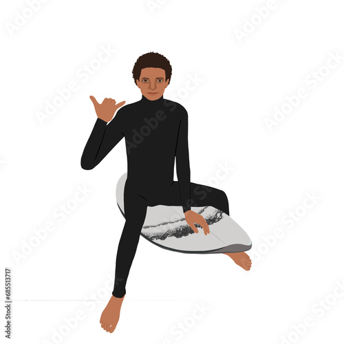 Man sitting on a surf board