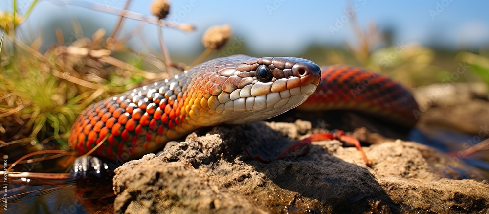 Obraz premium Salt marsh snake species found in the Gulf (Nerodia clarkii clarkii)