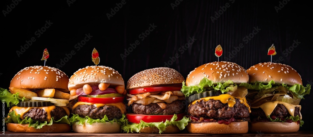 Variety of burgers with or without fries. Variety of burgers with or without fries.