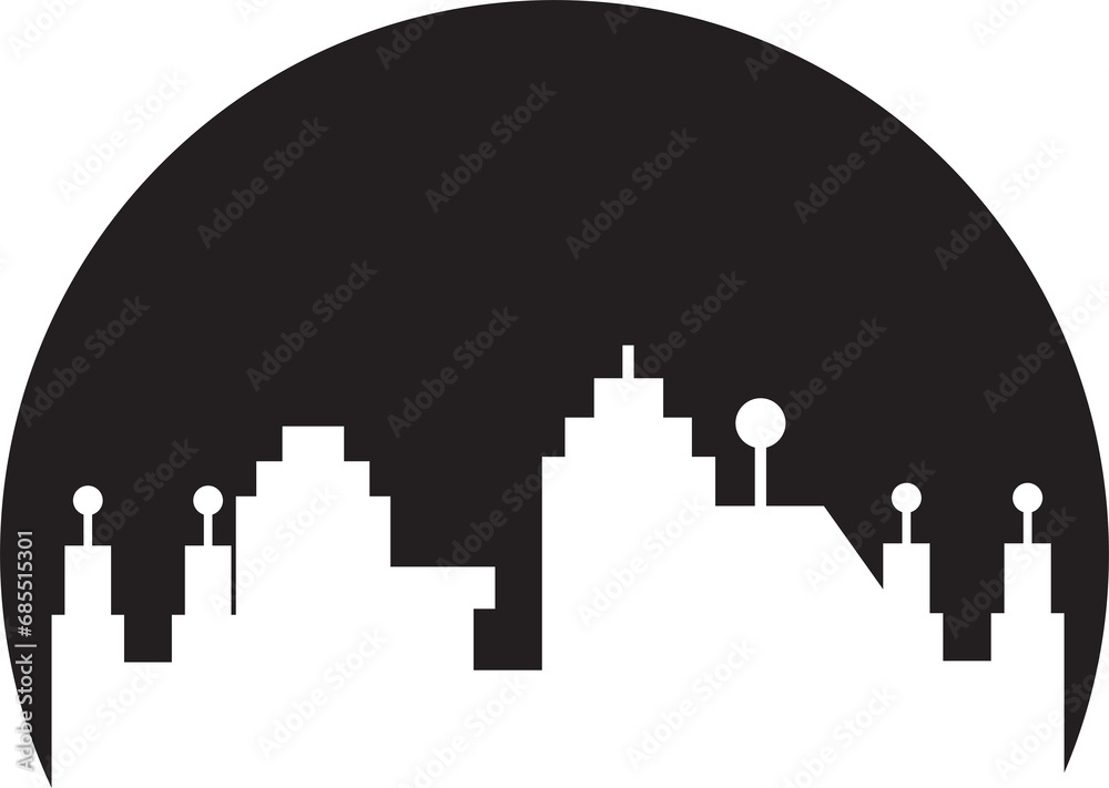 Silhouette City Skyscraper Illustration
