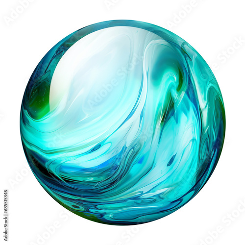 Colorful glass marble isolated on white transparent background, PNG