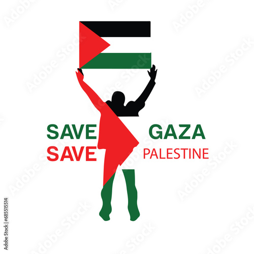 Save Gaza Free Palestine. Save gaza sign,symbol,logo and poster. Free Palestine Vector And Clip Art.