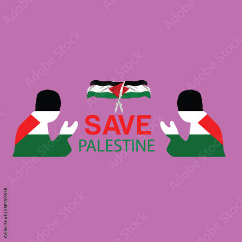 Save Gaza Free Palestine. Save gaza sign,symbol,logo and poster. Free Palestine Vector And Clip Art.