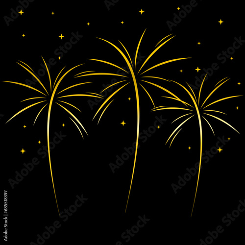 Golden fireworks logo for new year