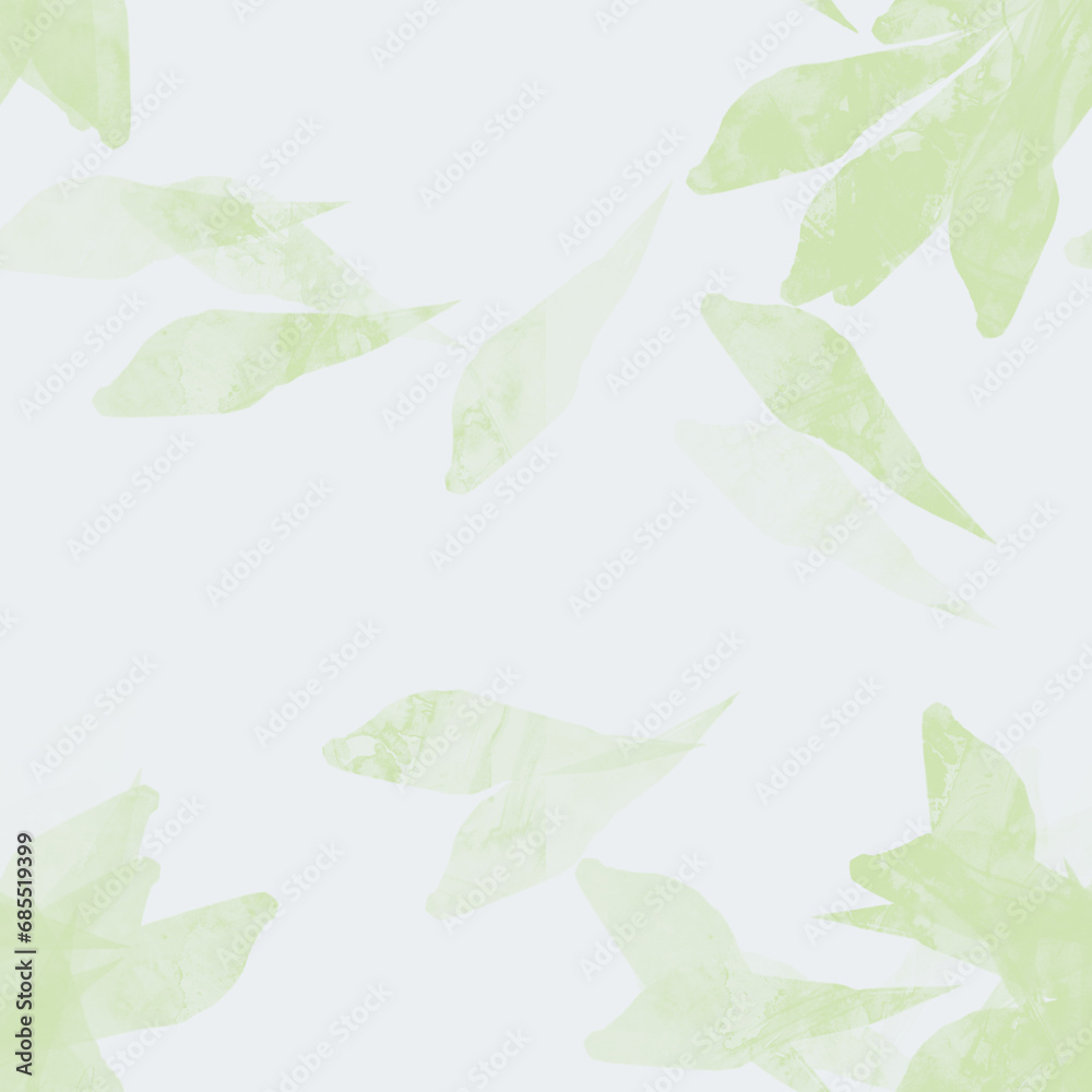 seamless hand-drawn green leaves background