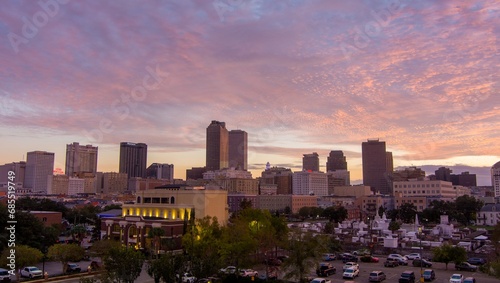 Downtown New Orleans, Louisiana at sunset