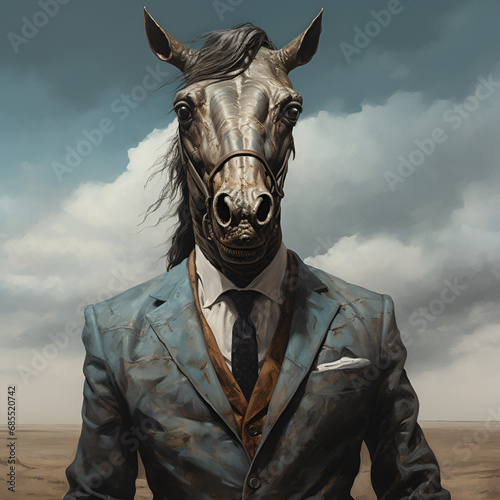 Artistic Style Horse Man Humanlike Horse Painting Drawing Artwork