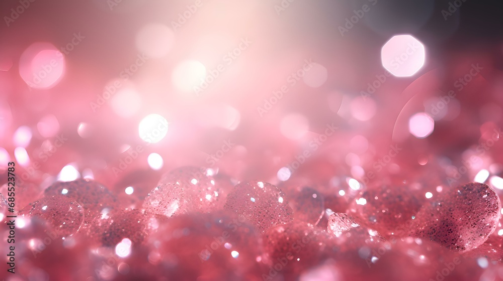 Shiny background of sparkles close-up in pink, fuchsia, purple colors: festive, congratulations, postcard, screensaver for New Year, Merry Christmas and big themed holidays (AI generation)