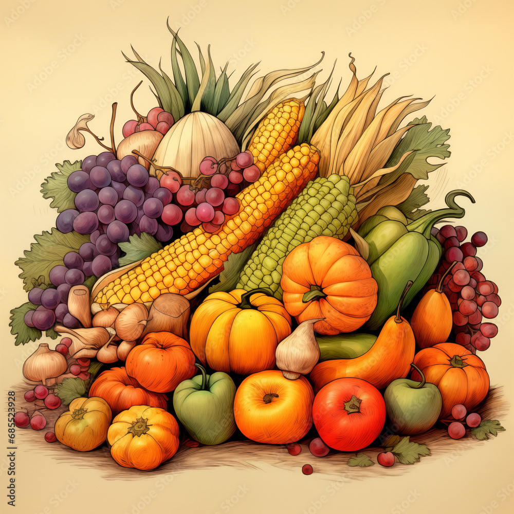 Cornucopia - healthy organic food, fruits and veggie come from farm