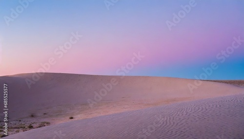 Sunrise Expedition: Minimalist Desert Landscape in Pink and Blue Sky, Evoking Travel and Adventure. Generative AI