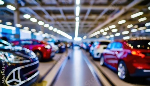 background of blurred new cars dealership salon © Marko