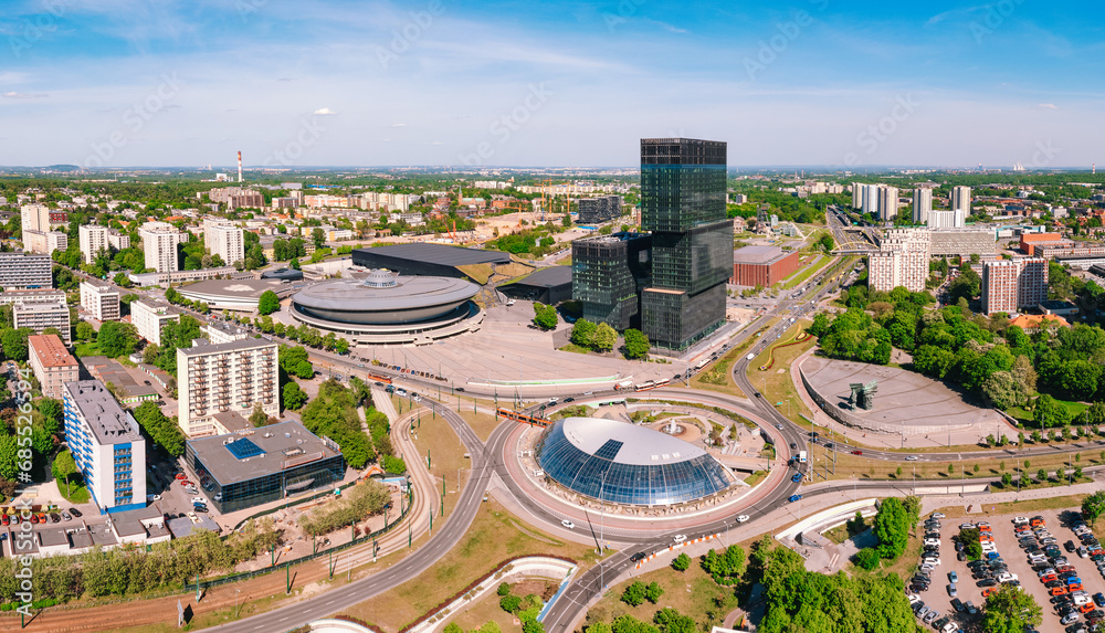 Obraz na płótnie Aerial view of Katowice city Poland w salonie
