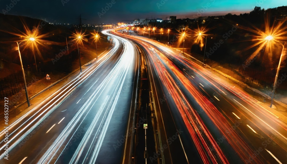 Car motion trails. Speed light streaks background with blurred fast moving light effect Car motion trails. Speed light streaks background with blurred fast moving light effect