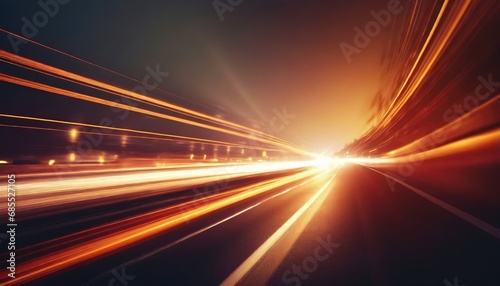 Car motion trails. Speed light streaks background with blurred fast moving light effect